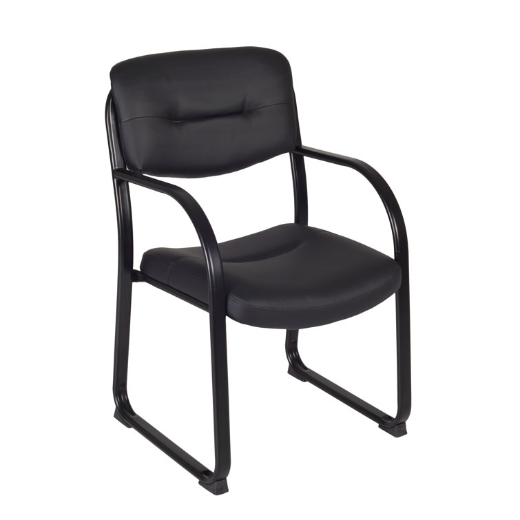 Symple Stuff Behling 24" W Leather Seat Waiting Room Chair with Metal